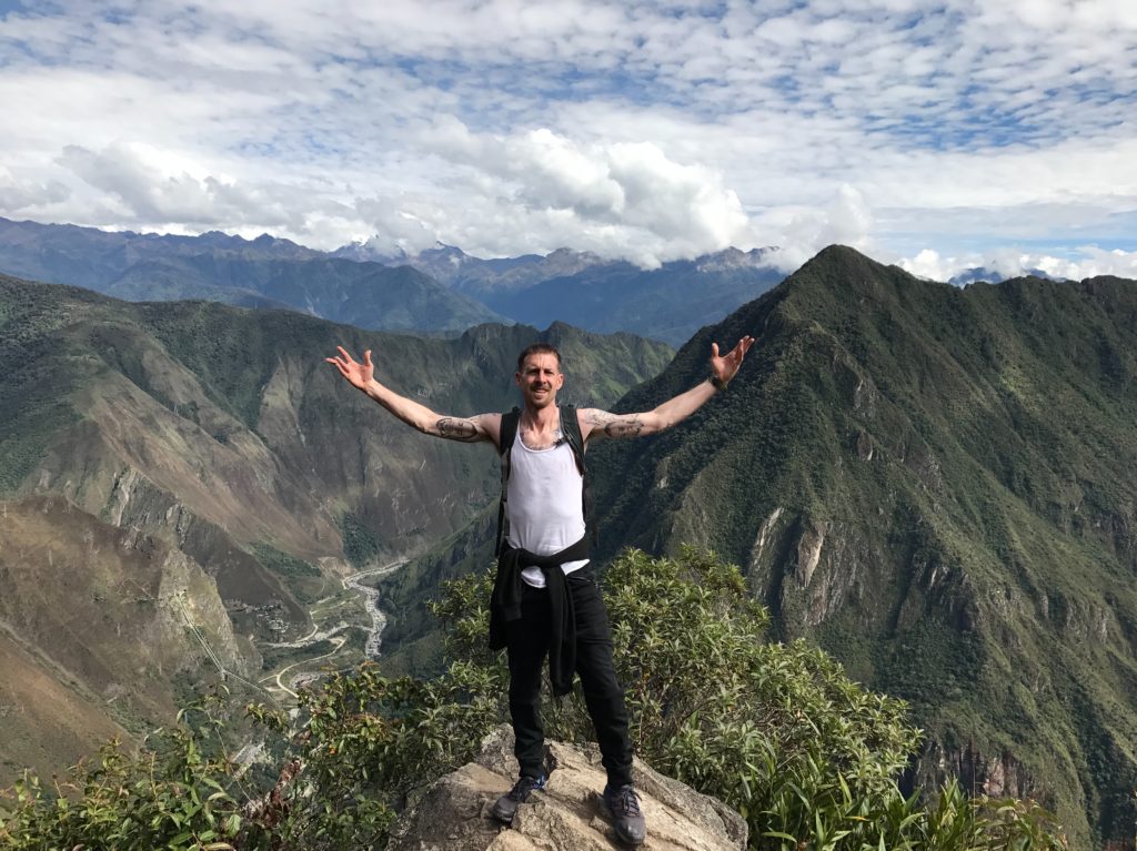 Anthony Alegrete at the top of Mountain Montana, Machu Picchu